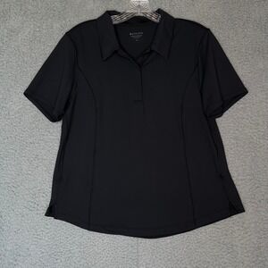 Athleta Womens Black Short Sleeve Polo Shirt Mesh Back Active Golf Top Size M